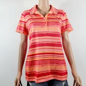 Under Armour Women's Lg Golf Shirt Peach & Red Pattern